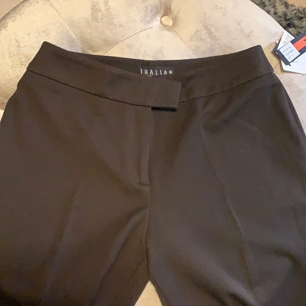 Thalian dark brown dress pants, wider leg, super nice quality, new, 4